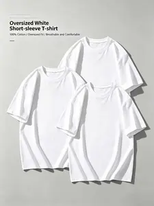 3 Pack High Quality Heavy Cotton T Shirt, Oversized Fit, Soft Breathable, Structured Stylish, Non Collapse, Premium Aesthetic, Versatile Basic Tee Tops