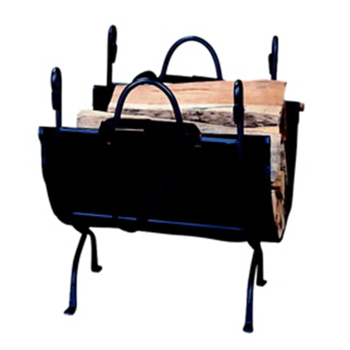 212 MAIN Deluxe Wrought Iron Log Holder - 18x23in Firewood Organizer, Log Carrier, Wood Rack with Crisp Lines, Floor Protection, Fits Small Armload of Wood, Easy-to-Use Home Festive Decor Accessory for Fireplace Tidiness
