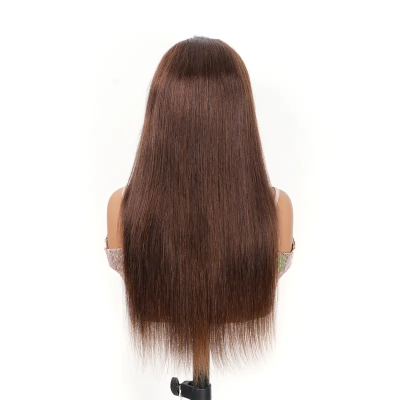 SS+ Brazilian Straight Human Hair 13x4 Lace Front Wig #4 Chocolate Brown Pre Plucked Natural Hairline Baby Hair No Shedding No Tangle Soft Heat Safe Daily Wear Women, Hair Care