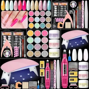 Beginner's Acrylic Nail Set with Professional Drill, UV LED Nail Lamp, Glitter Powder & Rhinestone Decorations – DIY Art Gift for Women (Dip Manicure Compatible) Salon Cutics Clear Nail Polish Nail Glue Nail Care