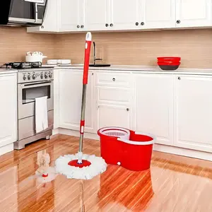 Spin Mop and Bucket Set, 360° Spinning Mop and Bucket System, for Mop Floor Cleaning, with 2 Microfiber Mop Replacement Heads and Adjustable Handle Spring Cleaning EssentialFast Wring Easy Clean Spring Cleaning Essential Apartment Floors Bathroom Tile