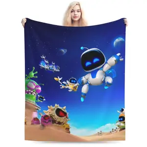 Astro Bot Super Soft Plush Fuzzy Flannel Throw Blanket Cozy Lightweight for Couch Sofa Bed Home Use Comfortable Daily Companion for Gamers Fans