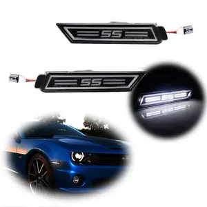 2pcs For 2010 2011 2012 2013 2014 2015 Chevy Camaro SS Style Front Reflector White LED Side Marker lamps Lights,Replace OEM # 2246244, 92246245, GM2551197 and GM2550197