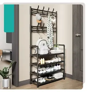 Multifunctional simple combination shoe rack Door hanger Coat rack Integrated multi-layer household floor integrated shoe rack Shoe rack