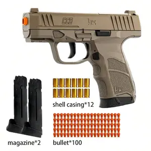 Foam Blaster Toy Pistol With 100 Soft Bullets, 12 Shells, 2 Mazines - Hollow Hanging Design, Outdoor Sports Shooting Toy |   Holiday Birthday Gifts