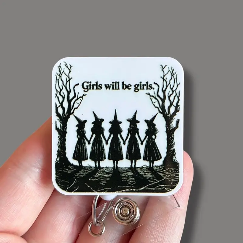 Glitter My Badge Halloween witch Spooky nurse badge reel for nurse and hospital workers. Badge clip Badge pull - Retractable swivel clip with a 360 rotation. Great gift for coworker.