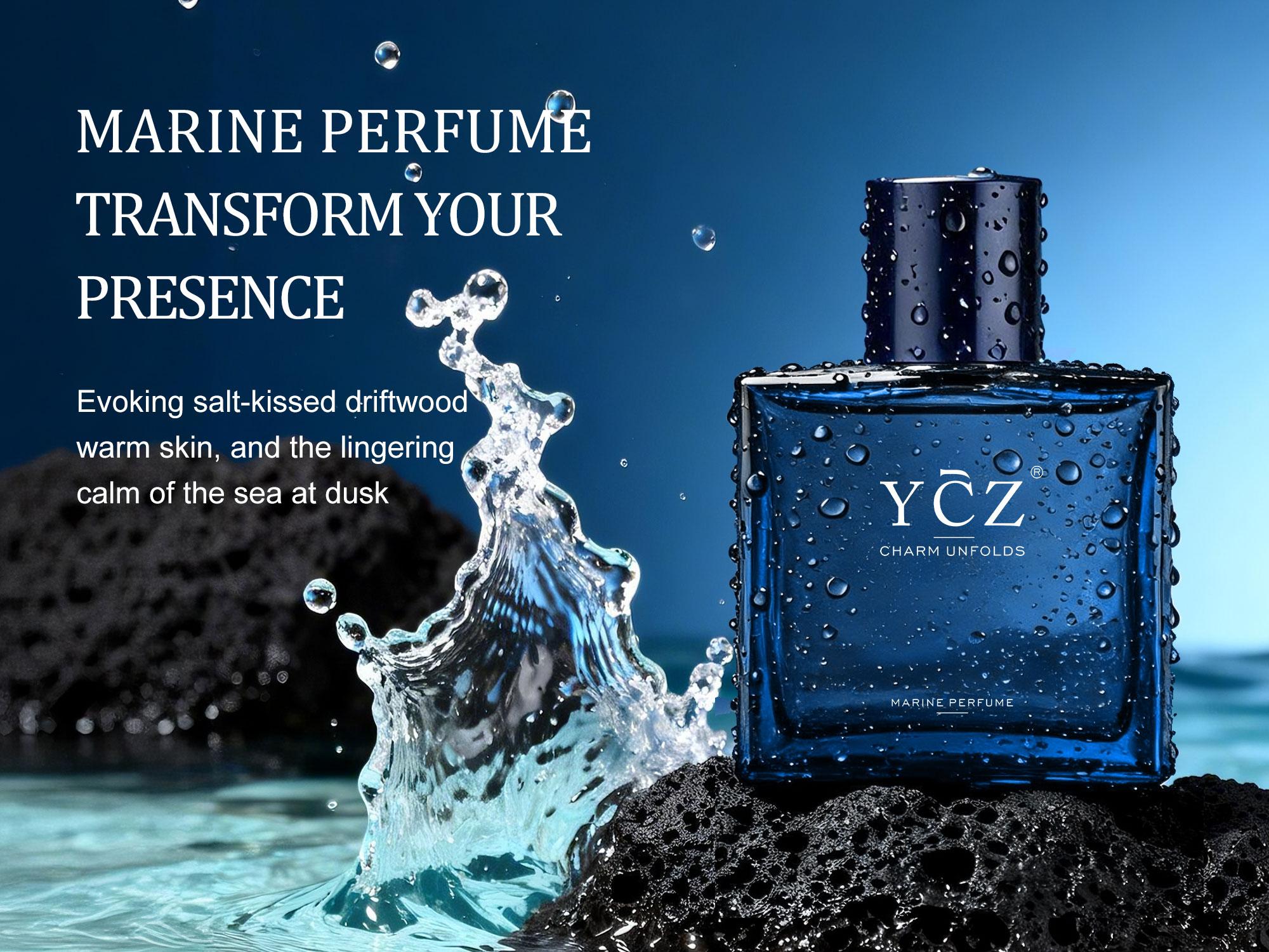 YCZ Midnight Marine Eau De Parfum 50ml Unisex | Aromatic Aquatic Ocean Fresh Woody Perfume with Bergamot Coconut Amber | Long Lasting Luxury Arabian Fragrance for Men Women | Premium Gift