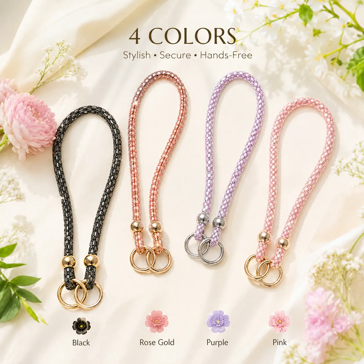SENYOSON Crystal Phone Lanyard Rhinestone CellPhone Strap Phone Wrist Strap Outfit of The Day OOTD Accessory for girls women Compatible for iPhone 13 14 15 16 17 Pro Max Android Smartphones,Pink,Black Gray,Purple,Gold