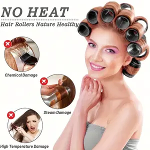 18pcs Set of Large Hair Curls with Clips, Self-Adhesive Curling Iron for Long/Medium/Short Hair And Bangs, DIY Curling Tool (Including 12 Large Curls + 6 Clips), Heat-Free Curling Iron, Hair Styling Tools, Heatless Curlers, Hair Rollers