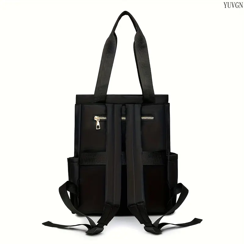 Female Multi-Function Convertible Tote-Backpack Yoga Fitness Bag, Nylon Gym Bag with Sporty Pocket Design, Top Handles, Adjustable Shoulder Strap, Metal Zippers, Side Pockets, Lightweight for Yoga, Commute