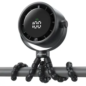 Baby Stroller Fan, Rechargeable Portable Clip on Fan, 17H Cooling with 5 Speeds, LED Display, 360°Rotate Personal Cooling Fans for Car Seat, Crib, Travel, Camping, Gifts for New Parents