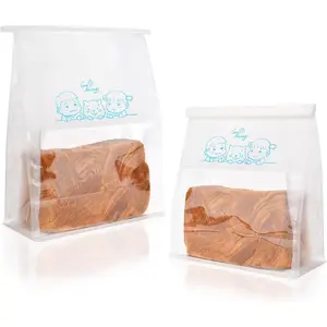 50 Paper Bread Bags with Tabs for Homemade Bread, 8.7'' X 4.3''X 11'' Sourdough Bakery Packaging Bags with Window/Tin Tie Tab Lock, Large Bakery Loaf Bag for Baked Goods Packaging