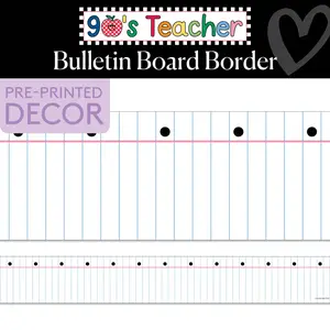 90's Notebook Retro Bulletin Board Border | 90s Teacher