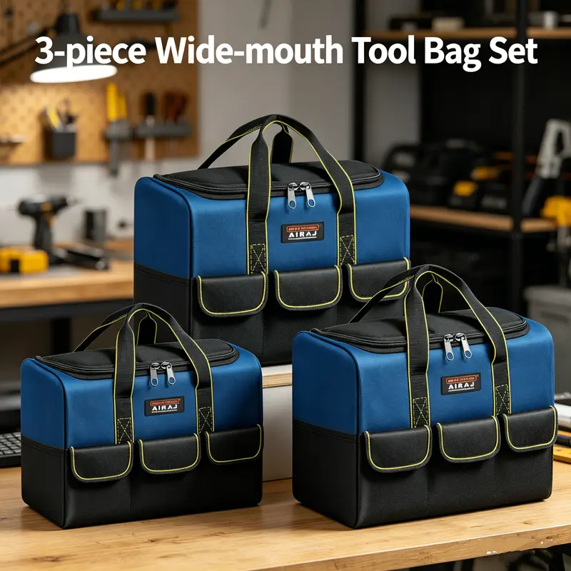 AIRAJ Wide Mouth Tool Bag 3-Piece Set (13
