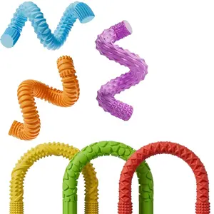 Fidget Sensory Sticks for Kids, 6 Count Textured Fidget Toys for Stress Relief and Anxiety, Calming Travel Essentials for Adhd and Autism, Sensory Grippie Set