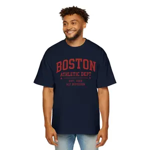Men's Oversized Casual Cotton Short-Sleeve Boston Athletic Dept Premium T-Shirt - Division Supply Co, Menswear Top