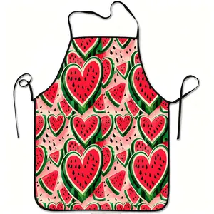 1pc Watermelon-Shaped Heart Print Apron Suitable for - Adjustable Waistband, Durable Easy-Clean Polyester Apron Cooking, Gardening, Fruit Picking, Cute Summer & for Christmas for & (Watermelon Print)