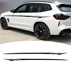 Bilisin Car Body Side Door Stickers BI Universal Vinyl DIY Modified Sports Racing Stripe Graphic Decals Decoration for All Car Truck SUV OffRoad Vehicles Black