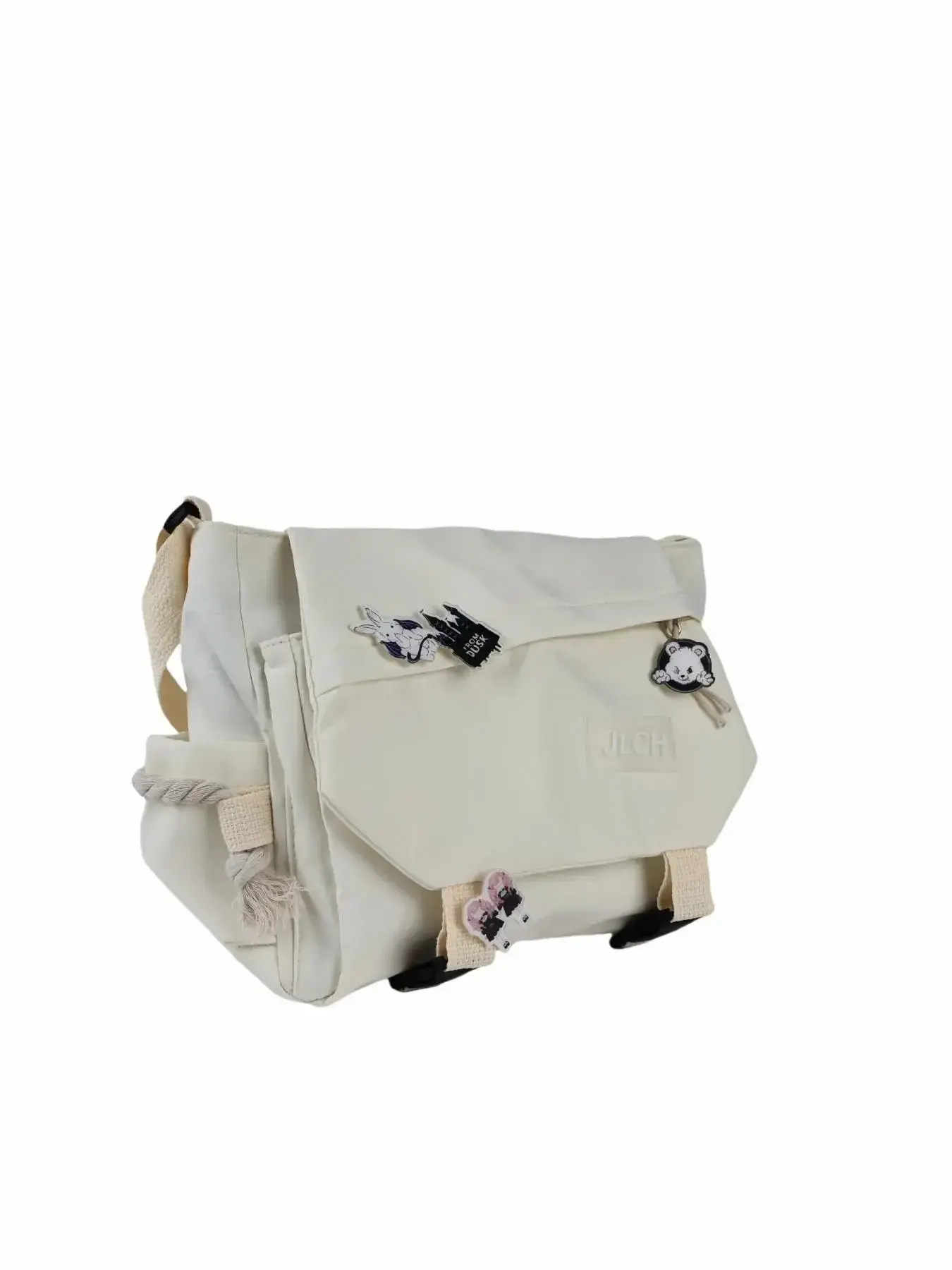 Summer Nylon Crossbody Messenger Bag for Women, Versatile Letter Label Decor Zipper Shoulder School Tote Bag, Everyday Bag for College for Summer Beach Vacation