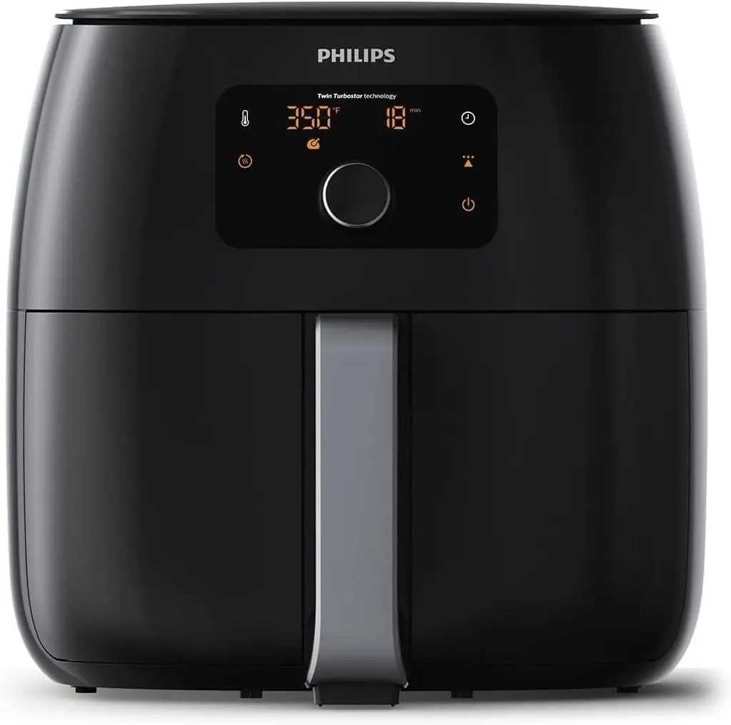 Philips Premium Airfryer XXL, Fat Removal Technology, 3lb/7qt, Rapid Air Technology, Digital Display, Keep Warm Mode, 5 Cooking Presets, HomeID App, Family Sized, Black (HD9650/96)