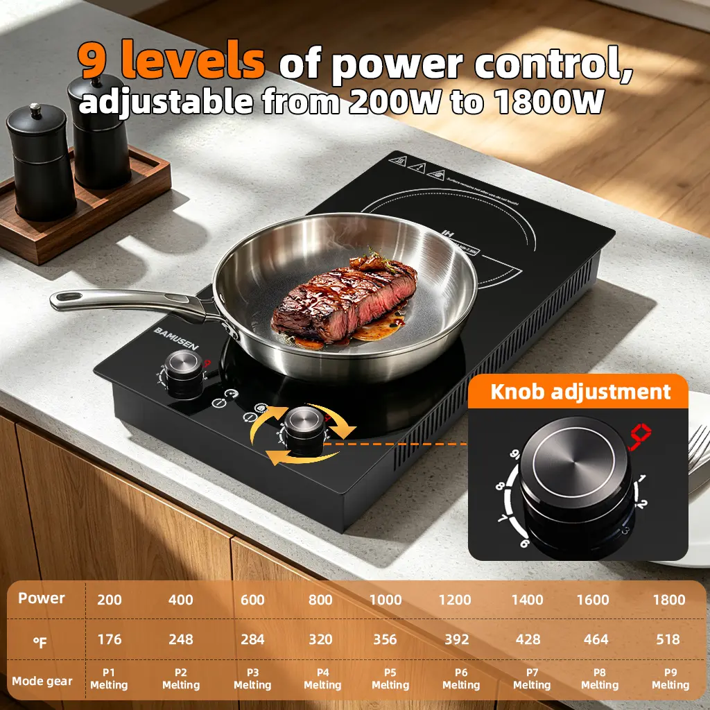 BAMUSEN Electric Water Heater, Adjustable Heat, Digital Display, Safety Lock, High and Low Voltage Warning System, Temperature Control for Home Use