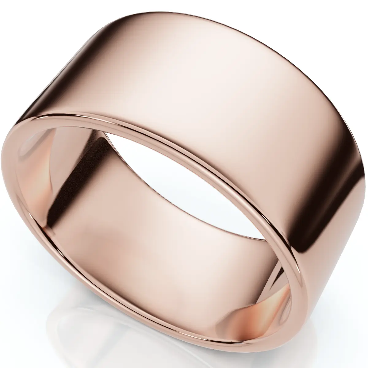 10mm Flat High Polished Wedding Band 14K Rose Gold