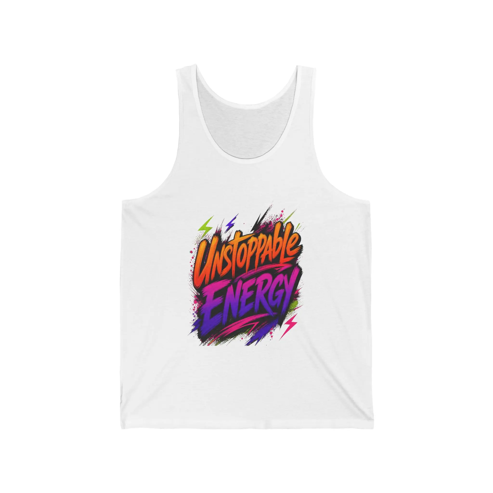 Unstoppable Energy Tank | Retro Neon Lightning Fitness Workout Shirt