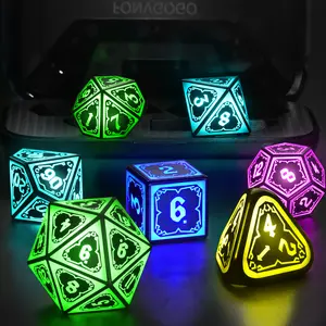 Light Up Dice Set D and D for Dungeons and Dragons 7 in 1 Color, Cool LED DND Dice with Charging Box Rechargeable Polyhedral Role Playing Dice for DND Gifts RPG