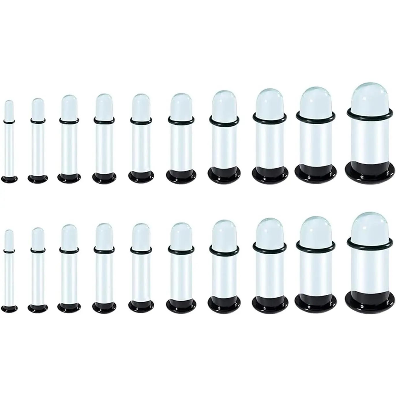 20PCS Glass Ear Stretching Kit,1.6-6mm Hypoallergenic Ear Gauge Plugs | Single Flare Plugs Glass Plugs,Body Piercing Jewelry Set for Piercing,Stretching & Ear Expanders