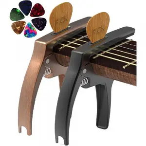 1 Pack Wood Grain Aluminum Guitar Capo One Hand Quick Release Capo Anti-Scratch Silicone Clamp For Acoustic Electric Guitar Ukulele