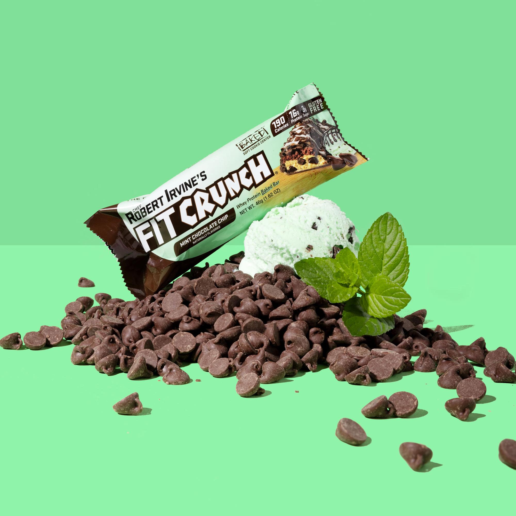 Fitcrunch Mint Chocolate Chip High Protein Baked Bar - 5 Count, 16g Protein, 8.10 Ounce