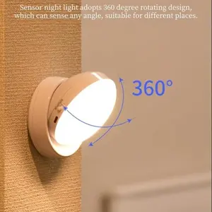 360° Automatic Wireless Motion Sensor LED Night Light, Rechargeable Battery, Smart Home Use, Closet, Hallway, Staircase