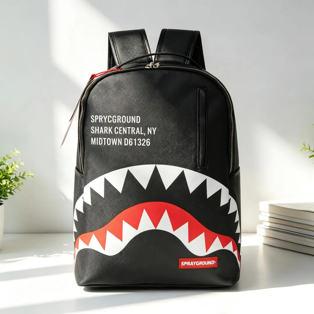 Sprayground Shark Backpack Streetwear Style, Checkered Laptop Backpack for Men Women, Large Capacity School Bag with Adjustable Straps, Hip Hop Fashion Travel Daypack, Trendy Casual Bookbag, Hypebeast Aesthetic Backpack, Urban Style Backpack for Teens