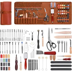 Summervibes VEVOR Leather Working Tools Kit, 92 PCS Leather Craft Tools with Portable Leather Storage Bag, Engraving Punching Sewing Stamping Sanding Tools, Ideal for Beginners DIY Enthusiasts and ProfessionalsVEVOR Super Brand Day