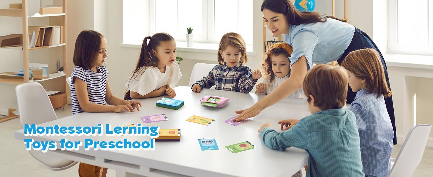 KIDGENIUS Bilingual Vocabulary Flash Card Learning Machine Interactive Audio Learning Toy for Kids English and Spanish Safe Durable Educational Gift