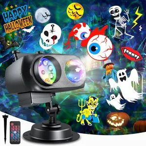 Halloween Christmas Projector Lights Outdoor with 20 Slides/160 Patterns/10  Wave Effects, Holiday Projection Lights Indoor with Remote & Timer,  Christmas Light Projector Decorations