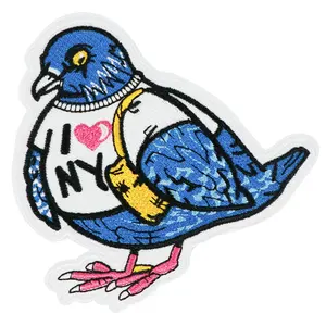 I Love Ny Pigeon Embroidered Patch, Back Adhesive Iron-On, Suitable for Clothes Jackets Hats Accessories, Decorative Fabric Applique