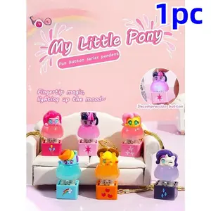 1pc Rainbow Pony Push-button Keychain - A Fun Stress-Relieving Decorative Item as a Gift, Bag Keychain Hanging Decor, Comic-style, Cute Stress-Relieving Toy, Best Holiday Gift, Party Small Gift, School Bag Pendant, Affordable Home Decoration Item