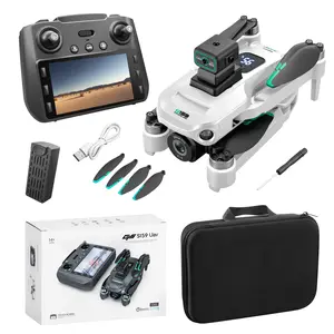 S159 Drone with Built-in 5.9in screen control, GPS positioning, brushless motor, optical flow positioning, ESC camera, obstacle avoidance function, body tips power consumption+2 Battery