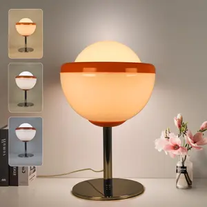 Vintage Cream Desk Lamp with Milky Glass Shade and E26 Bulb Base, Soft Ambient Lighting for Bedroom Office or Living Room, Modern Mood Lighting