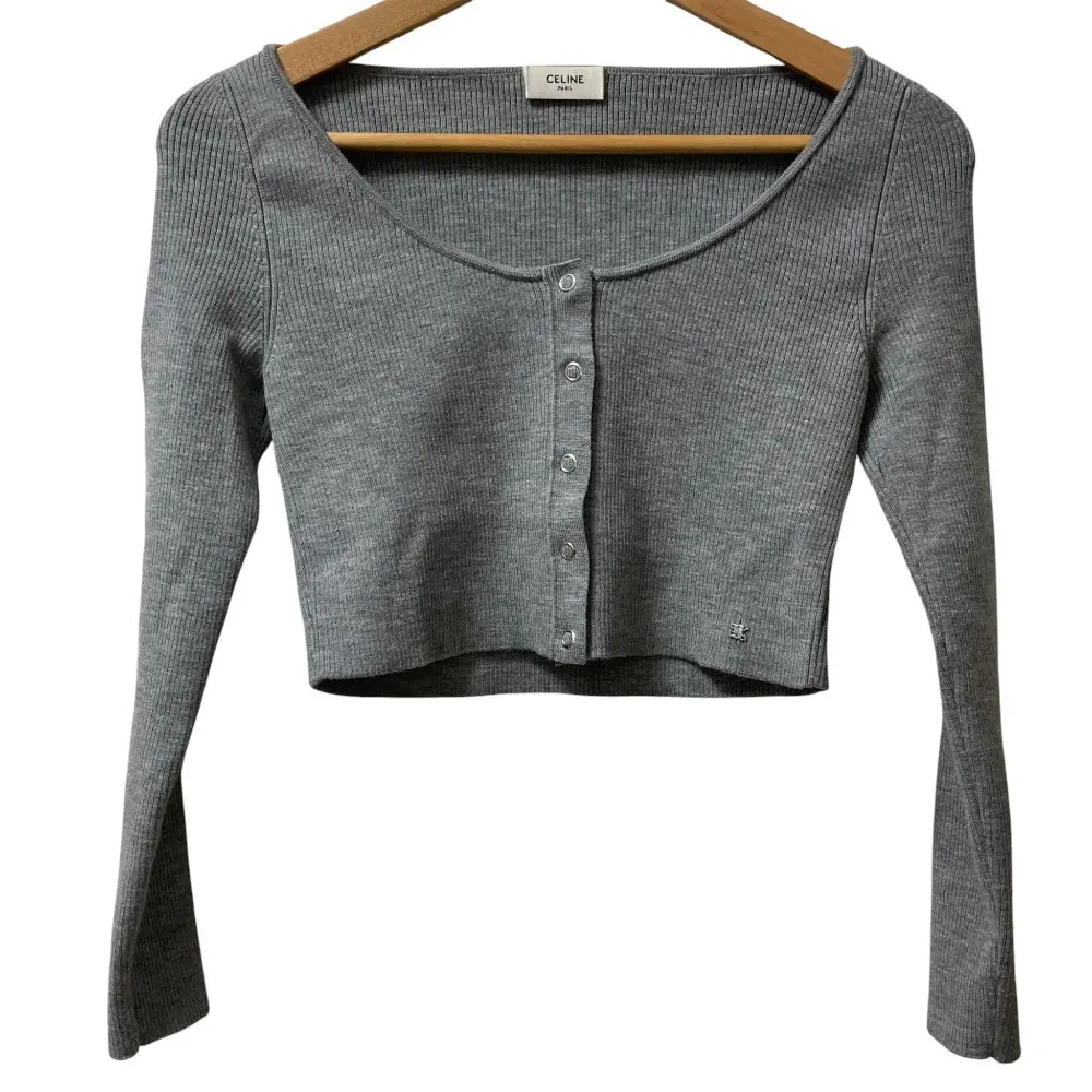 Pre-owned Celine Wool Small Leather Goods Rib Knit Cardigan