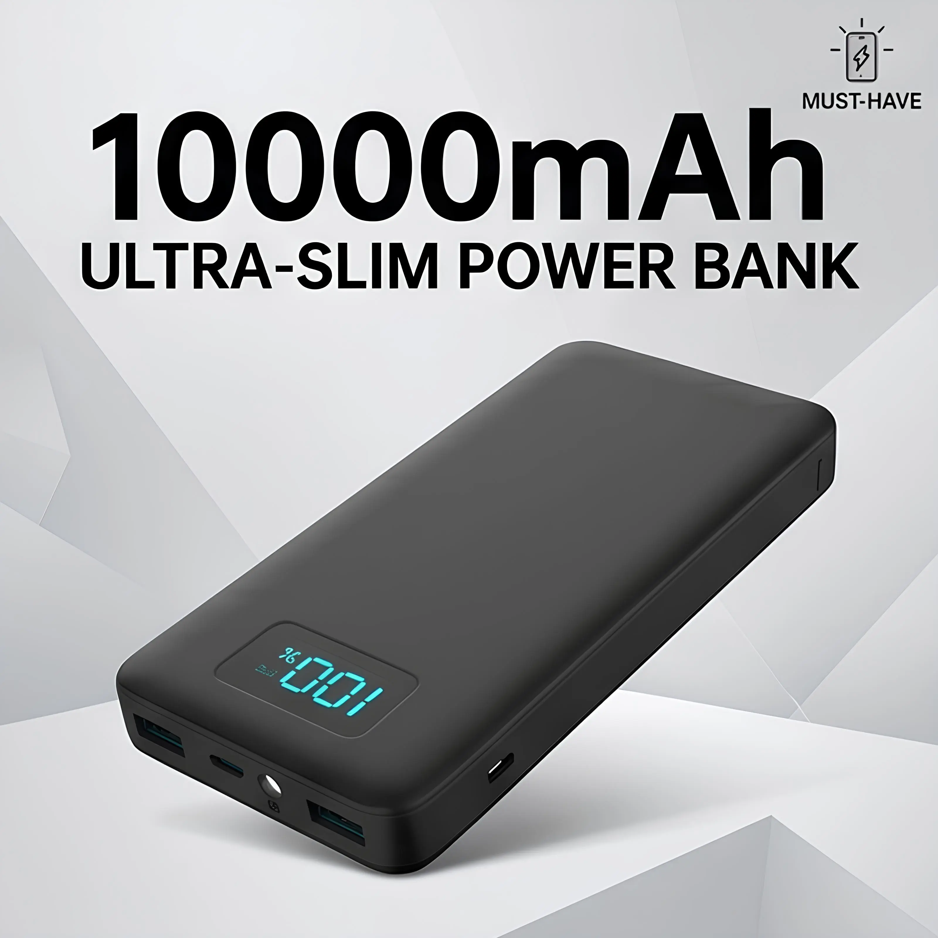10000mAh Ultra Slim Power Bank Portable Charger USB-C Battery Pack for iPhone Samsung Travel Essentials Smartphone Chargeable Digital Durable Handbag Shell Charging Kit Magnetic Compact easy portability