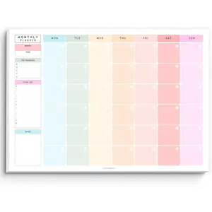 Monthly  Notepad | Monthly Planner Desk Pad, Brain Dump, Organizer and Priority List | 50 Undated   Sheets | A4 Rainbow