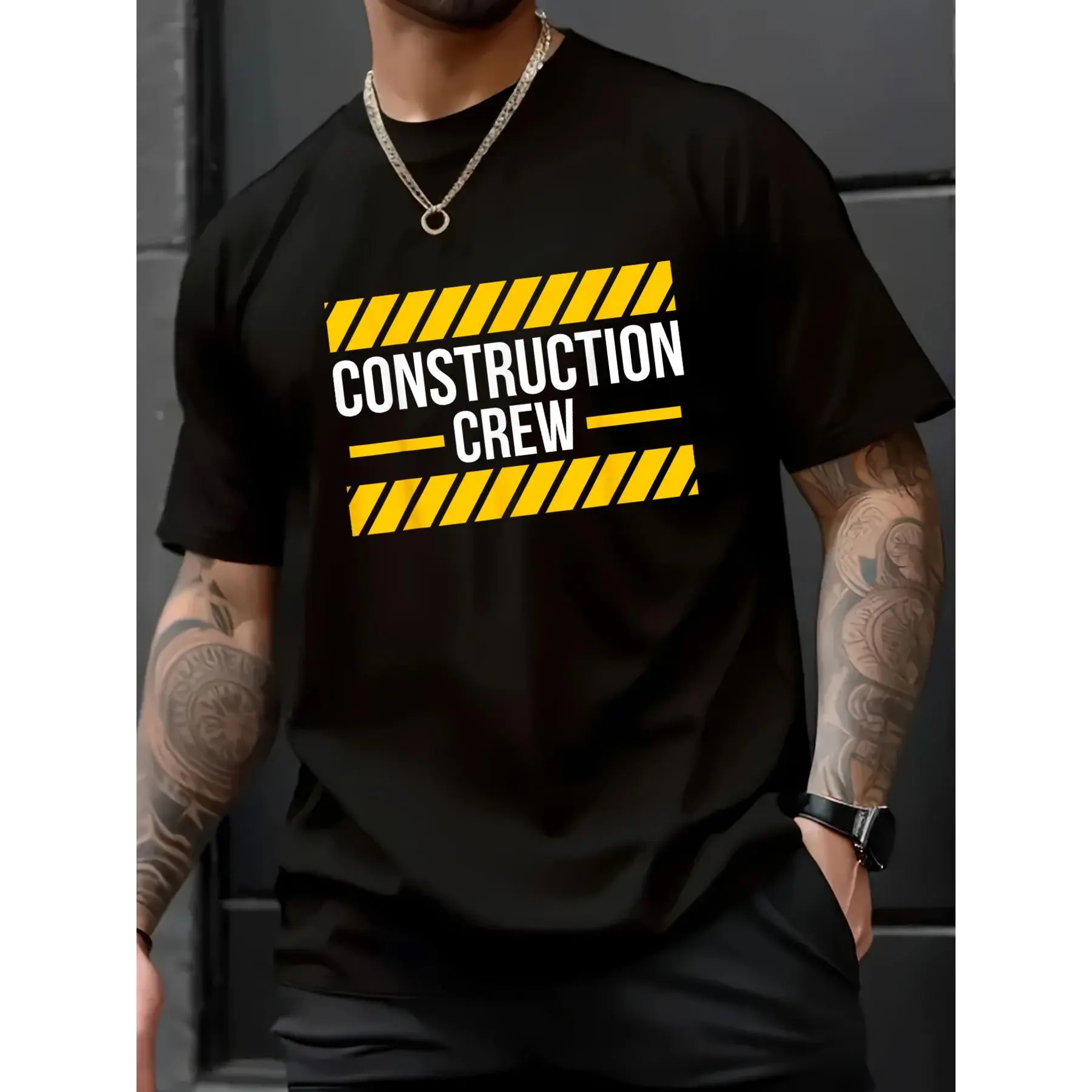 100% Cotton Unisex Construction Crew Road Worker Construction Worker Construction Site T-Shirt - World’s Best Dad Shirt
