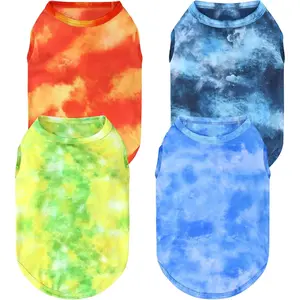 4 Pack Dog Shirt Tie Dye Lightweight Dog Clothes for Small Dogs Boy Girls Breathable Stretchy Tank Top Vest-2X-Large