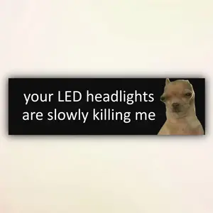 Funny Dog Bumper Sticker Your LED Headlights Are Slowly Killing Me Meme Chihuahua Car Sticker Gen Z Car Decal