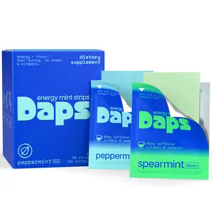 Daps Energy & Focus Caffeine Mint Strips - 45mg Natural Caffeine, Sugar Free Breath Mints with Vitamins B6, B7 & B12