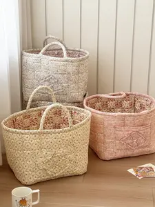 1pc  Floral and dirty clothes basket with high appearance, lightweight storage box, sweet and fresh, large capacity portable storage basket suitable for home clothing storage, portable storage basket, Lightweight laundry basket