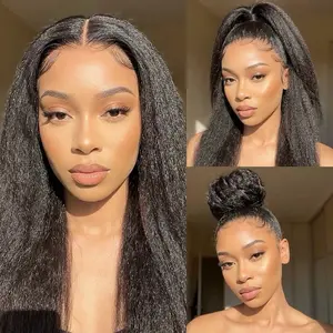 Kinky Straight Yaki Lace Front Wig – Natural Blowout Texture Human Hair 13x4