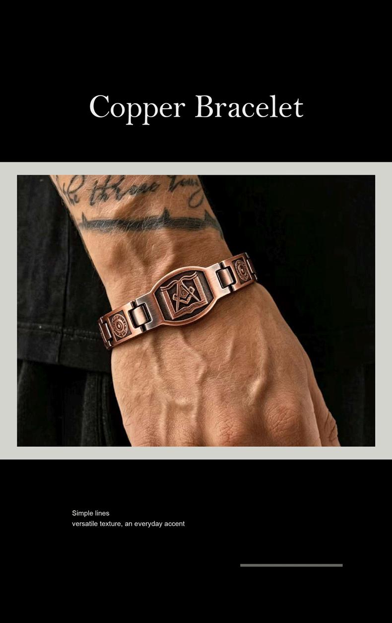 GGIRL Vintage Heave Solid Pure Copper Bracelet For Men,Effective Uitra Strength Magnetic Copper Bracelet-Adjustable Length Wearable Durability Men's Jewellry